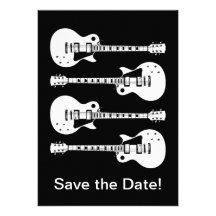 Quatro guitarra elétricas em preto & no branco convite personalizados