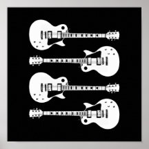 Quatro guitarra elétricas em preto & no branco pôsteres