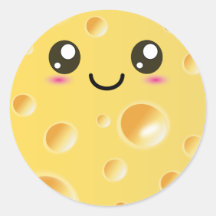 Queijo feliz bonito de Kawaii Adesivo Em Formato Redondo