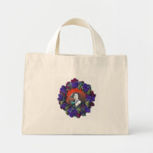 Querubim na grinalda da uva, fundo vermelho bolsa para compras
