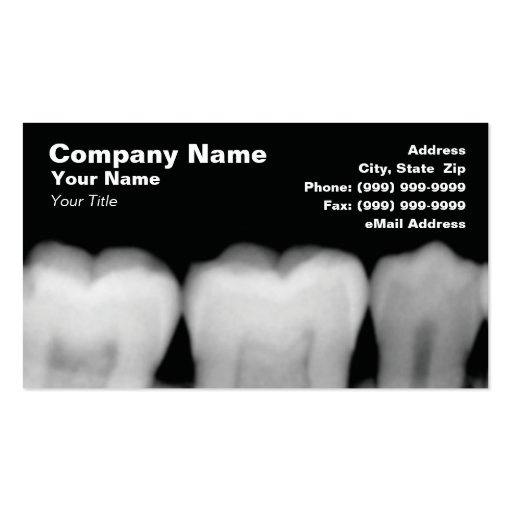 Raios X dos dentes Modelos Cartões De Visita