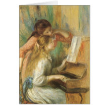 Raparigas no piano por Pierre Auguste Renoir Cartao