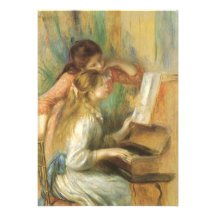 Raparigas no piano por Pierre Auguste Renoir Convite Personalizados