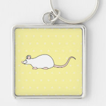 Rato do branco do animal de estimação. Fundo amare Chaveiros