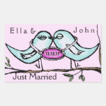 Recem casados dos Lovebirds Adesivo Retangular