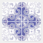 Redemoinho branco azul inspirado pelo português Az Adesivos Quadrados