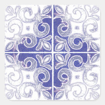 Redemoinho branco azul inspirado pelo português Az Adesivos Quadrados