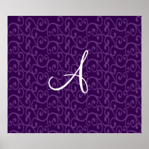 Redemoinhos do roxo do monograma pôsteres