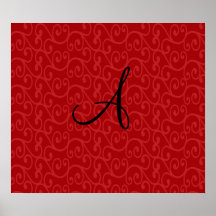 Redemoinhos do vermelho do monograma posters