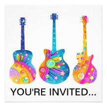 Reflexões da guitarra convites personalizado