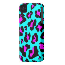 Refrigere o impressão do leopardo do rosa/Aqua - c Capas iPhone 4 Case-Mate