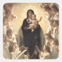 Regina Angelorum por Bouguereau, anjos do Victoria Adesivo Quadrado