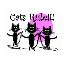 Regra dos gatos!!!  Design do gato preto… adorável Cartoes Postais