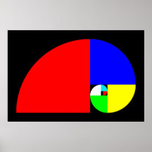 Relação dourada, espiral de Fibonacci Posters