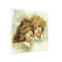 Religião do vintage, anjos do Natal do Victorian Impressão De Canvas Envolvidas
