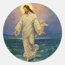 Religião do vintage, Jesus que anda no retrato da  Adesivo Em Formato Redondo