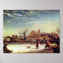 Rembrandt Harmenszoon camionete Rijn - inverno Posters