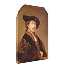 Rembrandt Harmenszoon camionete Rijn - retrato de  Impressão De Canvas Envolvida