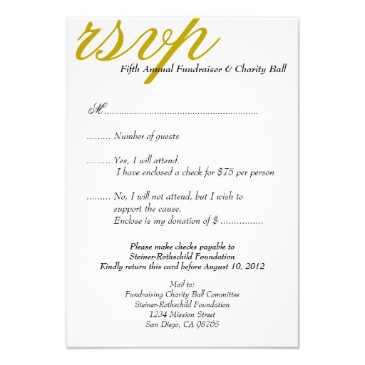 Resposta elegante do evento formal escuro RSVP da  Convites Personalizados