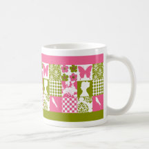 Retalhos cor-de-rosa & verdes canecas