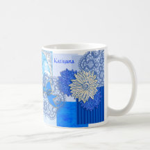 Retalhos no azul (caneca personalizada)