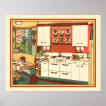 Retro moderno do meio século da cozinha das avós posteres