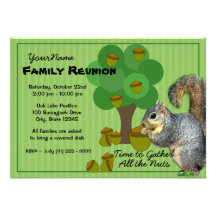 Reunião de família do esquilo convite personalizados