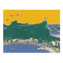 Rio de Janeiro green and yellow Brasil Cartoes Postais