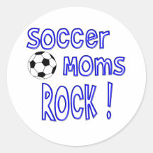 Rocha das mães do futebol! (azul) adesivo redondo