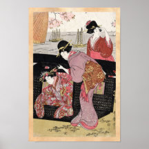 Rolo japonês legal da senhora da gueixa do trio do pôsteres