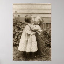 Romance do amor do vintage, crianças que beijam, p posters