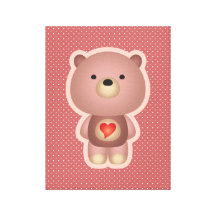 Rosa bonito do urso impressão de canvas esticada