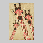 Rosa & canvas de cobre do branco dos girafas impressões em tela
