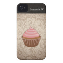 Rosa/cupcake de Brown Capa iPhone 4 Case-Mate