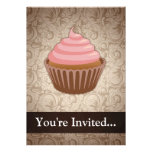 Rosa/cupcake de Brown Convite Personalizado