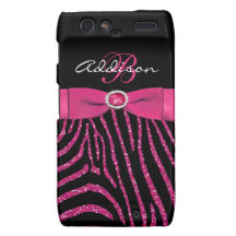 Rosa do monograma, zebra preta Motorola Razr do br Droid RAZR Capas