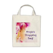 Rosa e flor tropical roxa com folhas douradas bolsa de lona