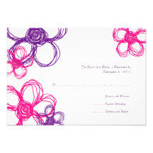 Rosa & flores selvagens roxas que Wedding RSVP Convites Personalizados