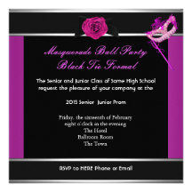 Rosa formal da dança do segundo grau do baile de f convite personalizado
