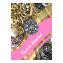 Rosa & ouro que bling convite personalizados