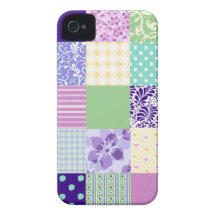 Rosa Pastel e quadrados femininos roxos do teste p Capas iPhone 4 Case-Mate