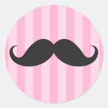 Rosa preto engraçado do moustache do bigode do gui adesivos em formato redondos