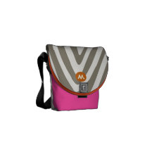 Rosa quente do monograma e teste padrão moderno al bolsas mensageiro