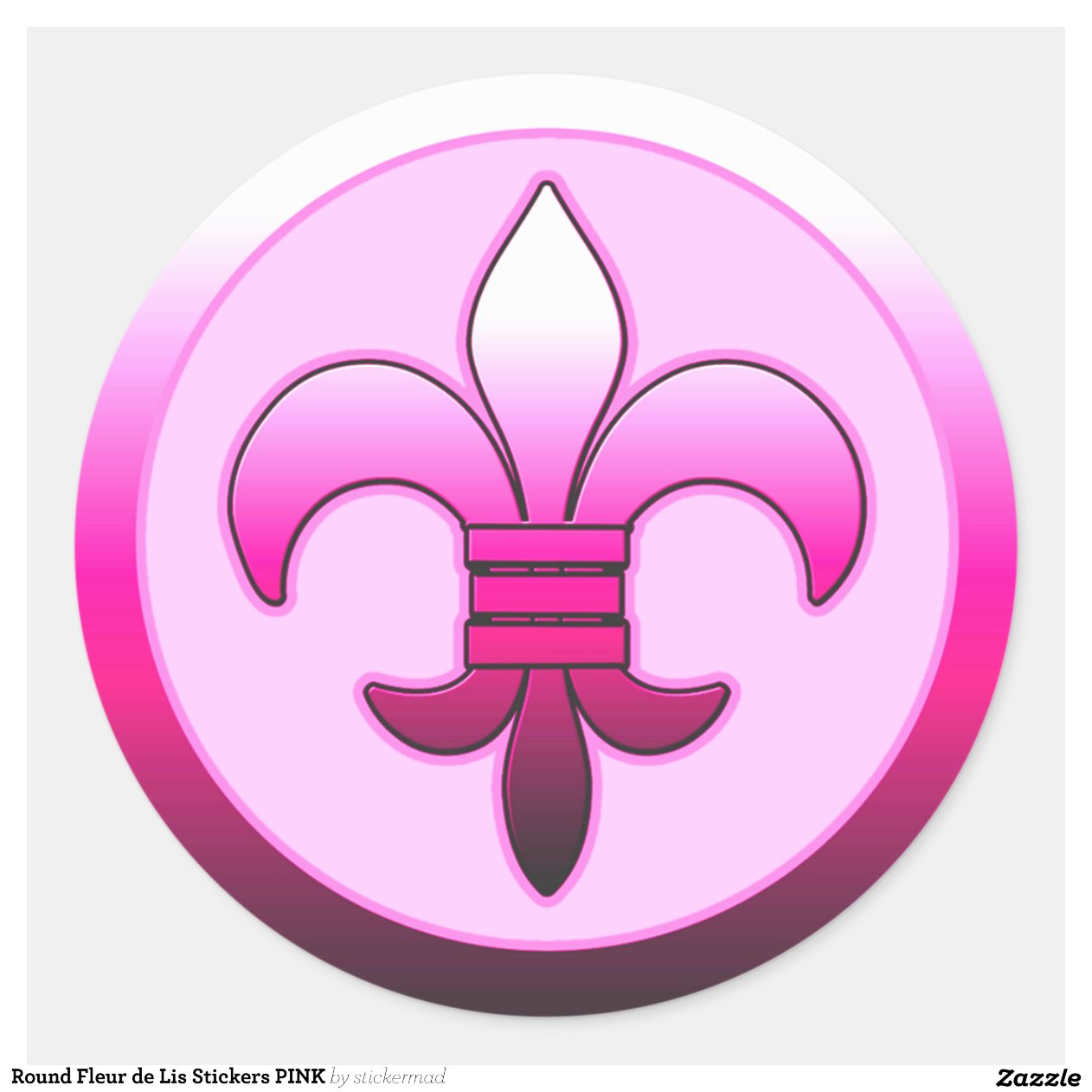 ROSA redondo das etiquetas da flor de lis Adesivo Zazzle Armario Fruteira ~ ROSA redondo das etiquetas da flor de lis Adesivo Zazzle