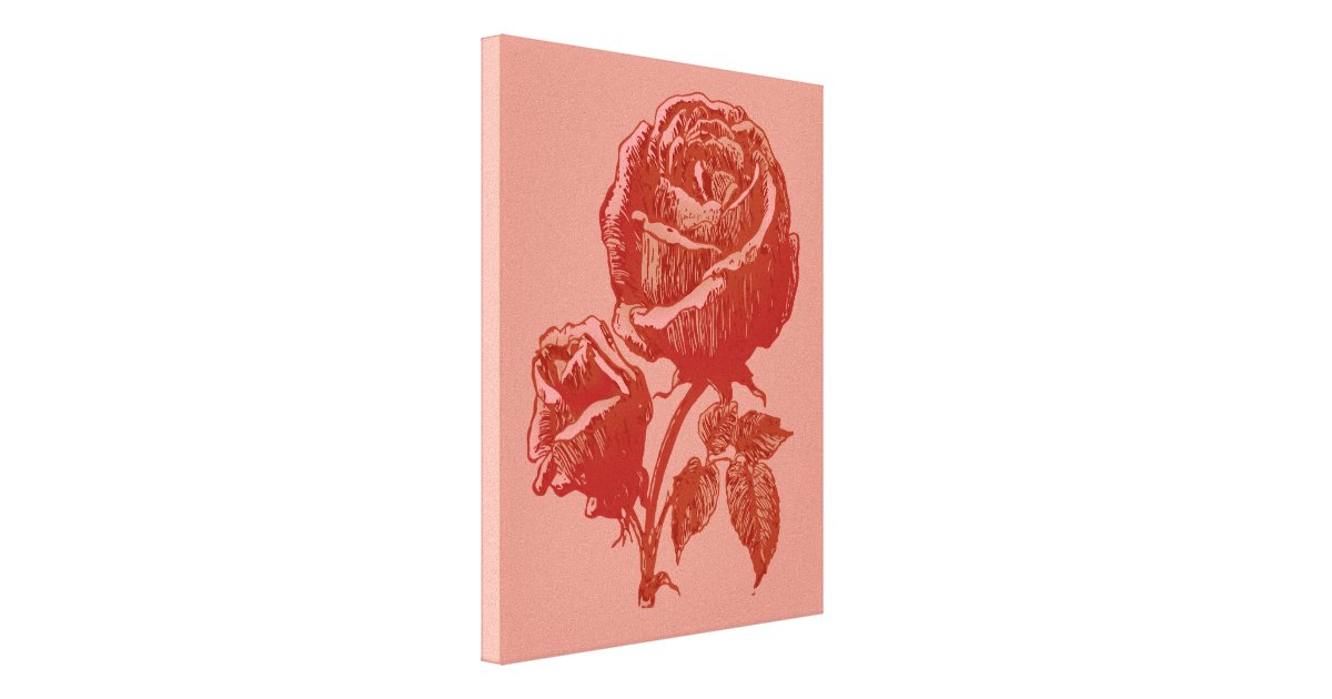 flor vermelha jardim:Rosa vermelha do jardim do vintage impressão em tela flor vermelha jardim:Rosa vermelha do jardim do vintage impressão em tela