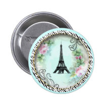 Rosas da torre Eiffel e impressão cor-de-rosa da z broches