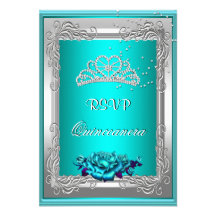Rosas Quinceanera da prata da cerceta da resposta  Convite Personalizado