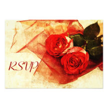 Rosas vermelhas que wedding o rsvp convites personalizado