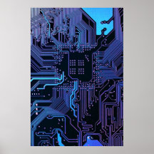 Roxo azul legal do computador de conselho do circu posters
