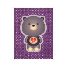 Roxo bonito do urso impressão de canvas esticadas